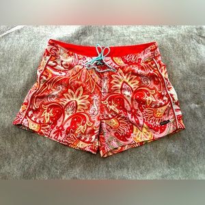 Athleta Women's Size 8 Reds Teal Paisley Floral Swim Stretch Board Shorts